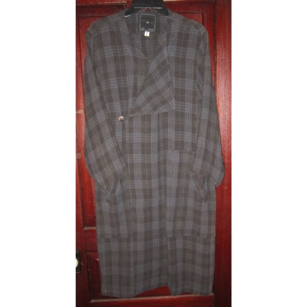 S1 By Simple Mexico City S M Artisan Heavy Linen Duster Jacket Coat Plaid Long